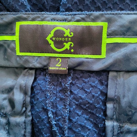 C. Wonder Womens Textured Jacquard Cotton Navy Diamond Skinny Pants Size 2 - Picture 6 of 7